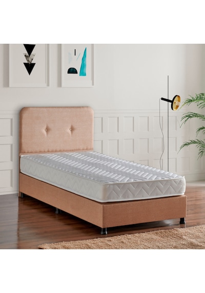 Niron Budget Yatak Seti 90x190 cm Yatak Baza Başlık Takımı - Tek Kişilik Sert Ortopedik Yatak, Baza ve Başlık