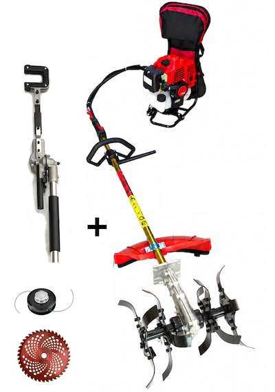 Benzinli Ot Biçme Makinesi + Toprak Çapalama + Kancalı Zeytin & Fındık Silkeleme Hasat Aparatı Set 52 Cc 4.6 Hp Bc520