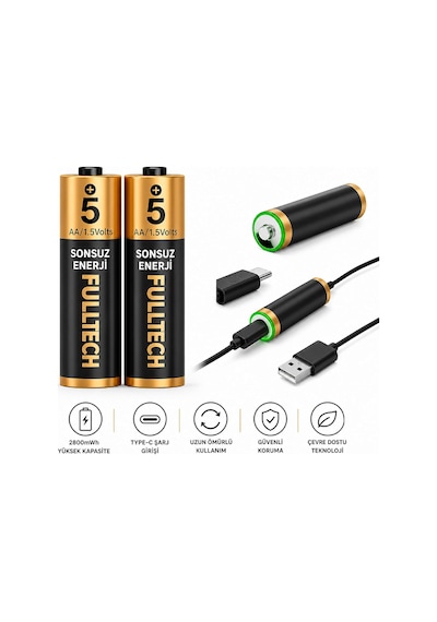 Şarjlı Pil Aa/aaa 1.5v Usb Type-c Şarjlı Lityum-iyon Pil, Şarj Edilebilir Kalem Pil Ve Kumanda