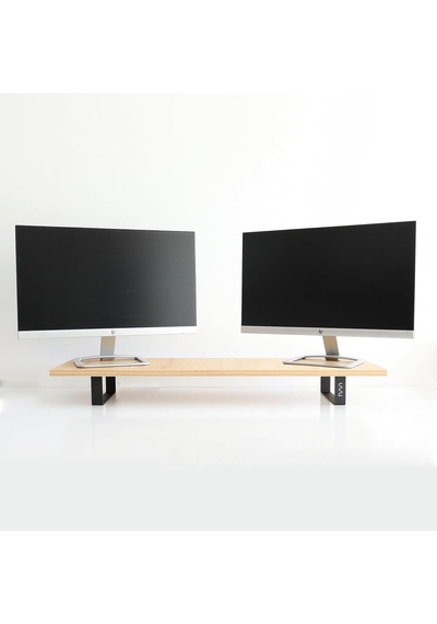 Hansdo Dual Monitör Standı İkili Monitör Standı Monitör Yükseltici Mdf Lam Safir Meşe