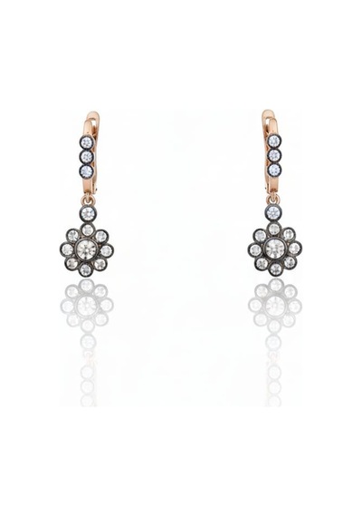 925 Ayar Gümüş Rose Kaplama Elmas Montür Çiçek Küpe Montür Rose Gold
