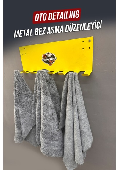 Premium 8'li Bez Asma Standı - Duvar Tipi Metal Oto Kuaför Detailing Düzenleyici