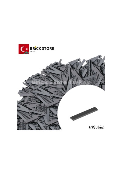 Yedek Parçalar, 100 Adet 1x6 Tile Düz Fayans Parçası, Koyu Gri Dark Bluish Gray ,6636