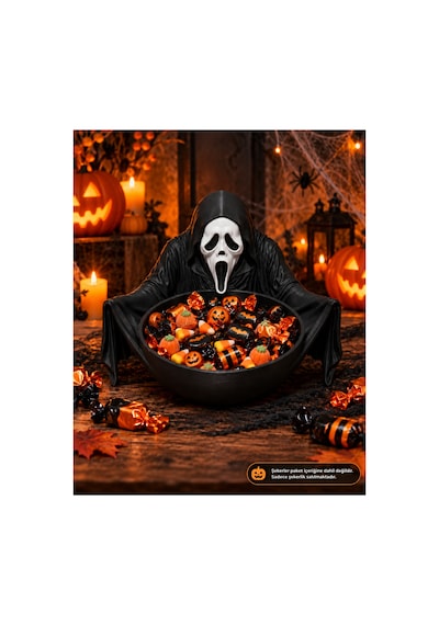 Cadılar Bayramı Şekerlik Halloween Dekoratif Şeker Çikolata Kasesi Korku Temalı Masa Dekoru Siyah Siyah