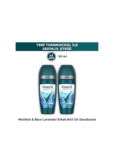 Rexona Men Thermocool Erkek Roll On Deodorant Menthol & Blue Lavender 50 Ml X2