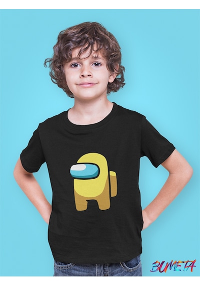 Bumeta Mini Imposter Sarı Mürettebat Among Us Çocuk Tişört T-shirt Siyah