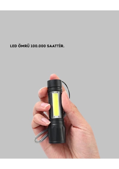 Hubrendy Tekno 4 Mod Şarjlı Işıldak Ultra Güçlü Cree Led Su Geçirmez Alüminyum Gövde