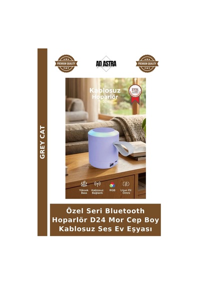 Özel Seri Bluetooth Hoparlör D24 Mor Cep Boy Kablosuz Ses Ev Eşyası