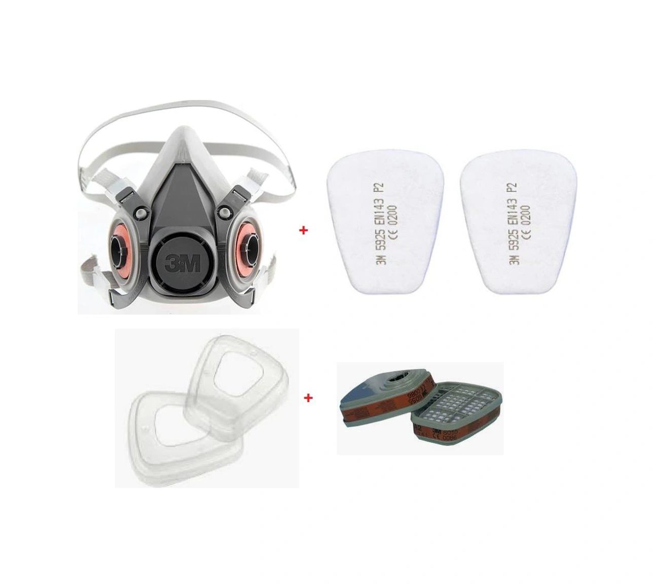 3m 6200 Yarım Yüz Maskesi + 3m 6059 Abek Filtre + 3m 5925 P2 Filtre +k501 Kapak