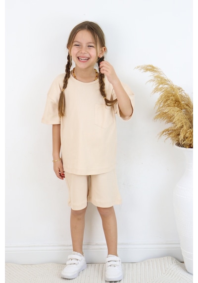 Miababy Raporlu İnterlok İkili Takım Krem