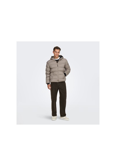 Only & Sons Only&sons Union Seamless Life Puffer Erkek Bej Kapüşonlu Mont