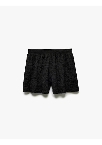 Koton Regular Fit Beli Lastikli Dokulu Mini Şort Siyah 5sak70037ek Siyah