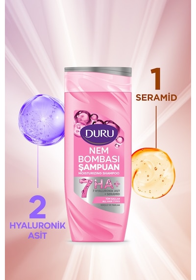 Duru Nem Bombası Şampuan Tüm Saçlar İçin Ve Yağlanmış Saçlar 400 Ml 2 Li Set Tüm Saçlar