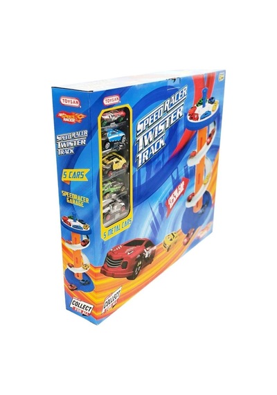 Speed Racer 5'li Metal Arabalı Twister Yarış Yolu Oyun Seti Yarış Pisti Çocuk Oyuncak
