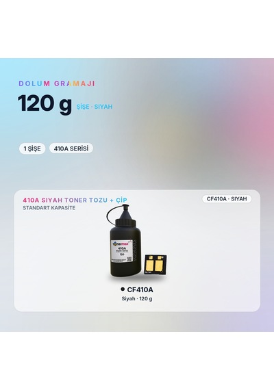 Hp 410a Cf410a Toner Tozu + Çip Siyah 120gr / Color Laserjet Pro M452 / M477 / M377