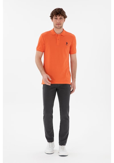 U.S. Polo Assn. Erkek Slim Fit Polo Yaka Nar Çiçeği Basic Tişört 50298041-VR039