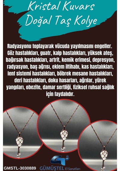 Sertifikalı Kristal Kuvars Doğal Taş Tasarım Kolye El Yapımı Örgü Model Aaa Kalite Çok REnkli