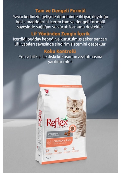 Reflex Kitten Tavuklu ve Pirinçli Yavru Kedi Maması 10 Kg