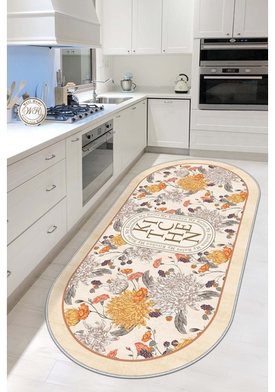 West Home Makinede Yıkanabilir Kaymaz Taban Leke Tutmaz Bej Mutfak Halısı Mutfak Yolluk Ve Balkon Halısı Wh 598 Beigem