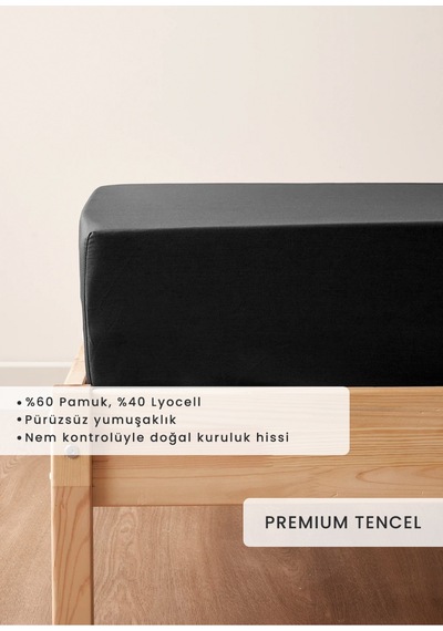 Bella Maison Premium Tencel King Size Lastikli Saten Çarşaf Antrasit 180x200x35 Cm Antrasit
