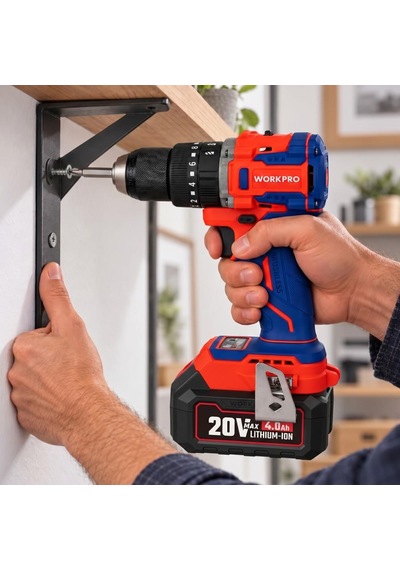 Workpro Wp390020 20volt 4.0ah Li-ion 65nm. Çift Akülü Kömürsüz Profesyonel Şarjlı Darbeli Matkap