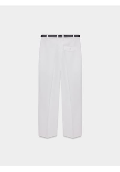 Dilvin 72638 Kemerli Pensli Pantolon-beyaz