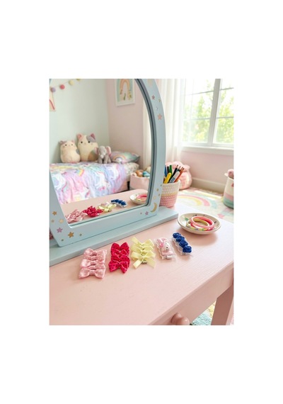 Kız Çocuk Kurdele Figürlü Pembe Tonlar Pastel Renkler Çok Renkli Sevimli Şık Tasarım 5 Li Klips Toka Seti Pembe