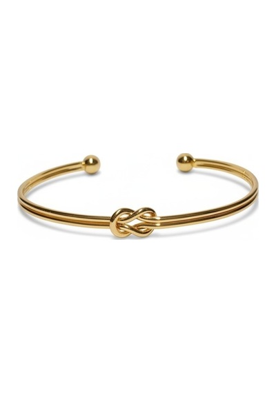 Altın Kaplama Aşk Düğümü Kelepçe Bilezik - Minimalist Sonsuzluk Düğümü Kadın Kelepçe Bileklik Gold
