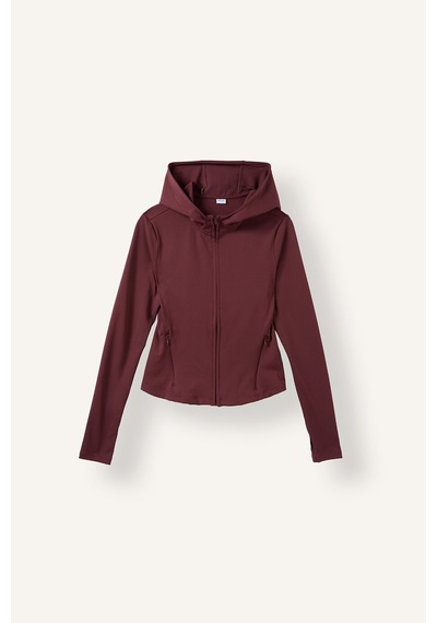 Defacto Sıcak Tutan Slım Fıt Kapüşonlu İçi Yumuşak Tüylü Fermuarlı Uzun Kollu Sporcu Sweatshirt Hırka H5289ax26aubr93 Bordo-br93