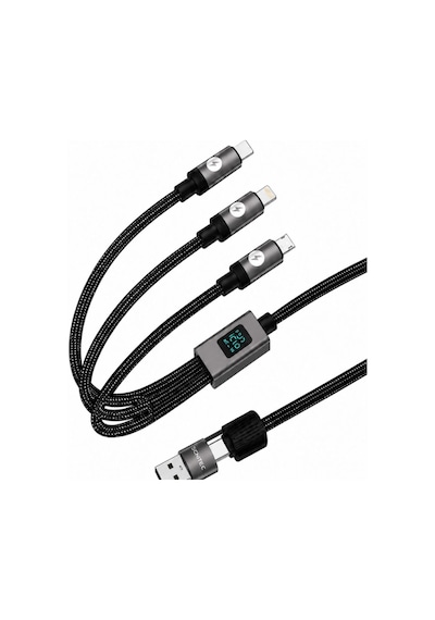 Schitec 5in1 100w Dijital Göstergeli Type-c Ve Usba Girişli Micro Type-c Lightning Çıkışlı Hızlı Şarj Ve Data Kablosu 1.2m Hg/c-26