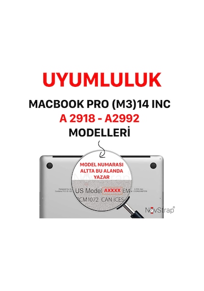 Novstrap Apple Uyumlu MacBook Pro M3 14 İnç A2992 A2918 Türkçe Q Klavye Siyah Klavye Koruyucu Kılıf Karışık Çok Renkli