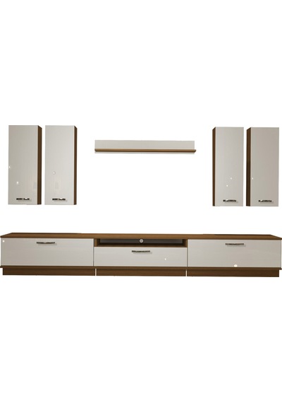 Decoraktiv Trendstyle 8d Mdf Tv Ünitesi Tv Sehpası - Ceviz Beyaz Ahşap - Beyaz