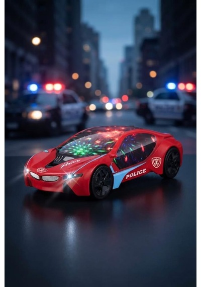 Çarp Dön Araba 1:18 Ölçekli 25 Cm Müzikli Ve 3d Işıklı Pilli Eğlenceli Oyuncak Polis Arabası
