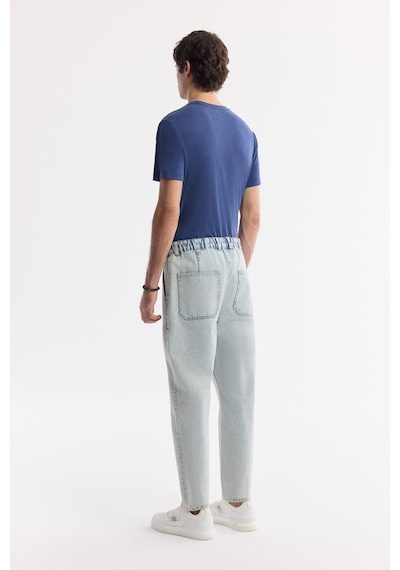 Avva Erkek Mavi Klasik Bel %100 Pamuk Eskitme Yıkamalı Oslo Carrot Fit Jean Pantolon A51y3550