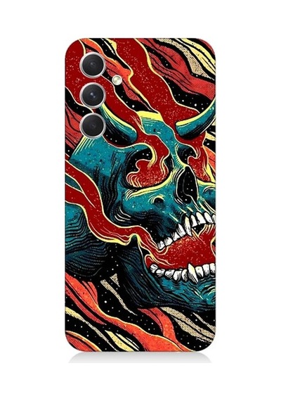 Samsung Galaxy A34 Uyumlu Devil Skull Şeytan Kafatası Desenli Silikon Kılıf