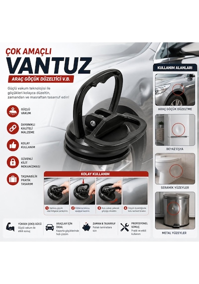 İbico İ13-149 Çok Amaçlı Cam Vantuz - Araç Göçük Düzeltici- 100'li Paket