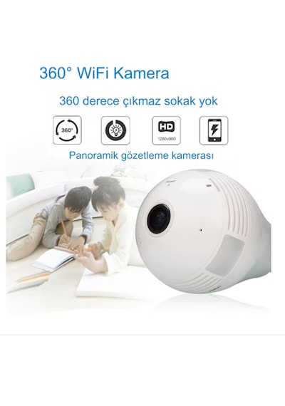 Panoramik 360 Ampul Kamera E27 Duy Girişli Led Wifi Kamera