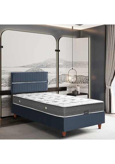 120x200 Stil Lacivert Comfort Yatak Baza Başlık Seti 3 Ü Bir Arada Konuma Özel Teslimat