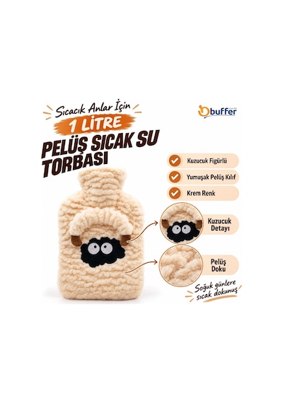 Ergonomik Peluş Kılıflı 1 Lt Termal Sıcak Su Torbası Sarı