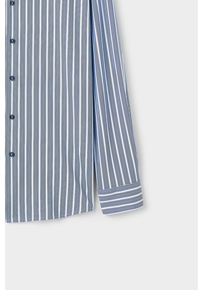 Twn Slim Fit Lacivert Çizgi Baskılı Gömlek 5ec02ad09259m Çok Renkli
