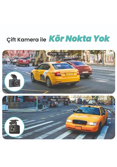 360+ Botslab G500H Pro ADAS Ön 3K QHD -Arka 1080P FHD 150° Açı WiFi+GPS Araç İçi Kamera+Park Modu
