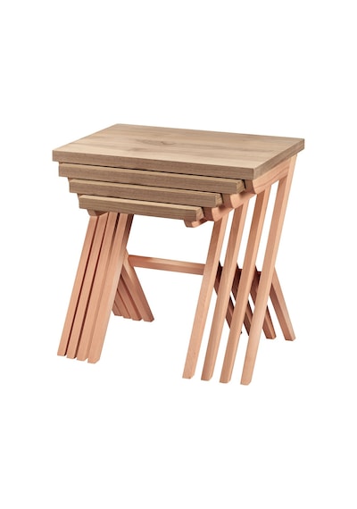 Çapraz X 4'Lü Ceviz Kaplamalı Zigon Sehpa (519001911)