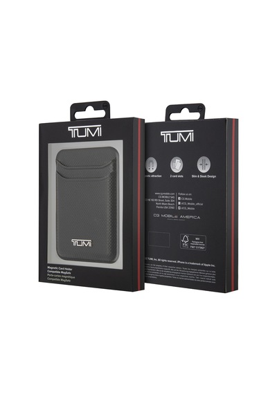 Tumi Lisanslı 2 Hazneli Metal Logolu Deri Magnetik Kartlık Siyah