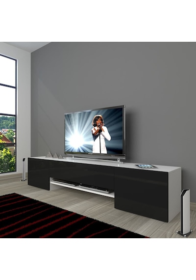 Decoraktiv 1e1 Slm Tv Ünitesi Tv Sehpası - Beyaz - Siyah Beyaz - Siyah