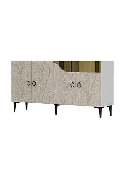 Ka1514btg Gama Konsol Ve Tv Sehpası Beyaz-traverten-gold 150cm