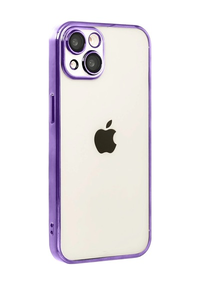 Apple Apple iPhone Uyumlu 15 Razer Lensli Silikon - Mor Düz Renkli