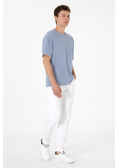 U.S. Polo Assn. Erkek Comfort Fit Bisiklet Yaka Mavi Yıkamalı Tişört 50306878-VR036