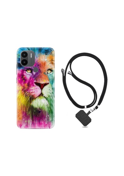 Xiaomi Redmi A1 Kılıf İpli Boyun Askılı Desenli Silikon Colorfull Leon 2 1388