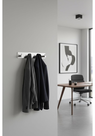 4'lü Paslanmaz Çelik Banyo Askısı, 4 Kancalı Kendinden Yapışkanlı Vidasız Duvar Askılığı, Havlu Bornoz Mutfak Askısı, 32 X 5 Cm, Gümüş Diğer