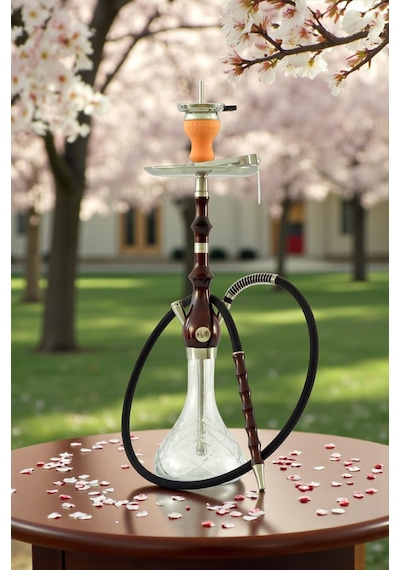 Özel Taşıma Çantalı Doğal Ahşap Gövdeli Tam Tahliye Sistemli Premium Nargile Takımı 75 Cm.